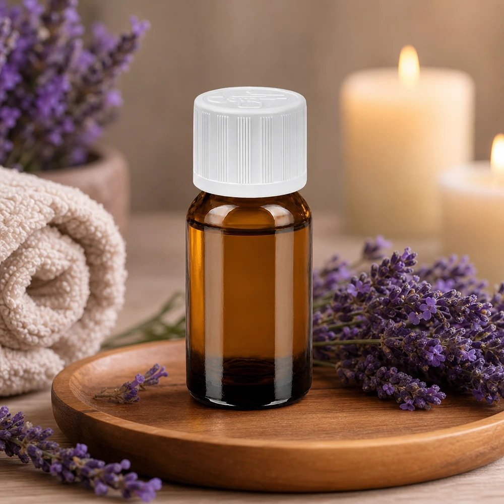 Frasco de vidrio de color ámbar de 10 ml con tapón a prueba de niños para una aromaterapia segura