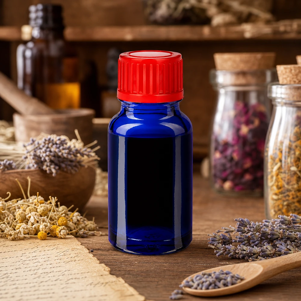 Frasco de vidrio de alta calidad de 10 ml con abertura de 11 mm en azul cobalto para aplicaciones profesionales