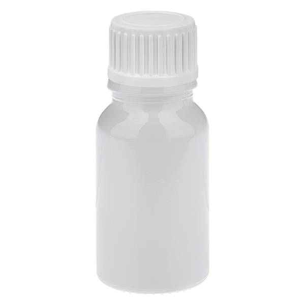 Frasco cuentagotas de 10 ml, 0,9 mm, blanco, tapón estándar WhiteLine UT18/10