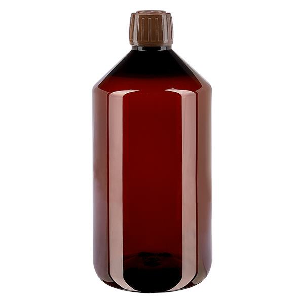 Botella PET 750ml con tapón inviolable marrón Botella PET 750ml con tapón inviolable marrón