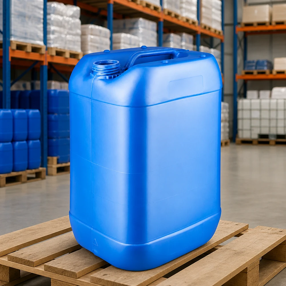 Bidón apilable de 25 litros, de color azul, sin tapón, para productos químicos, agua y combustibles