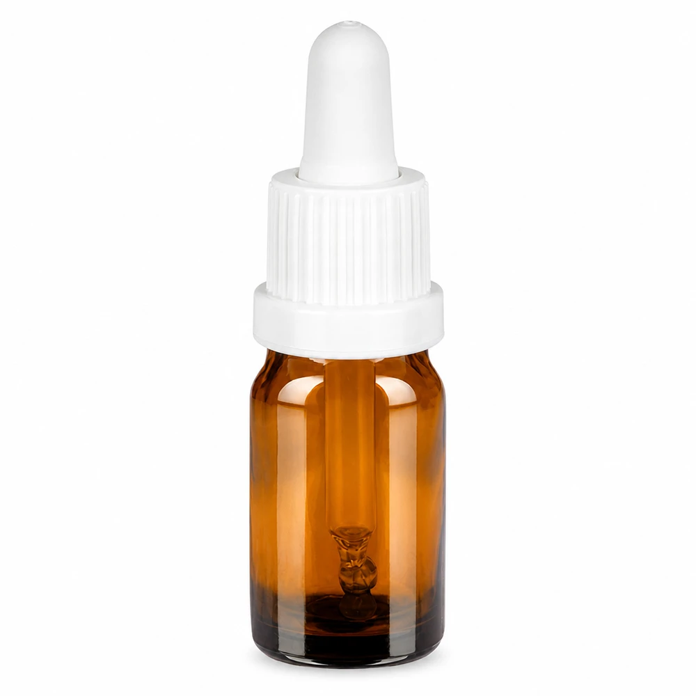 Frasco pipeta 5ml cierre inviolable blanco BrownLine UT18/5 Frasco pipeta de 5 ml marrón con tapón blanco para dosificar líquidos con precisión