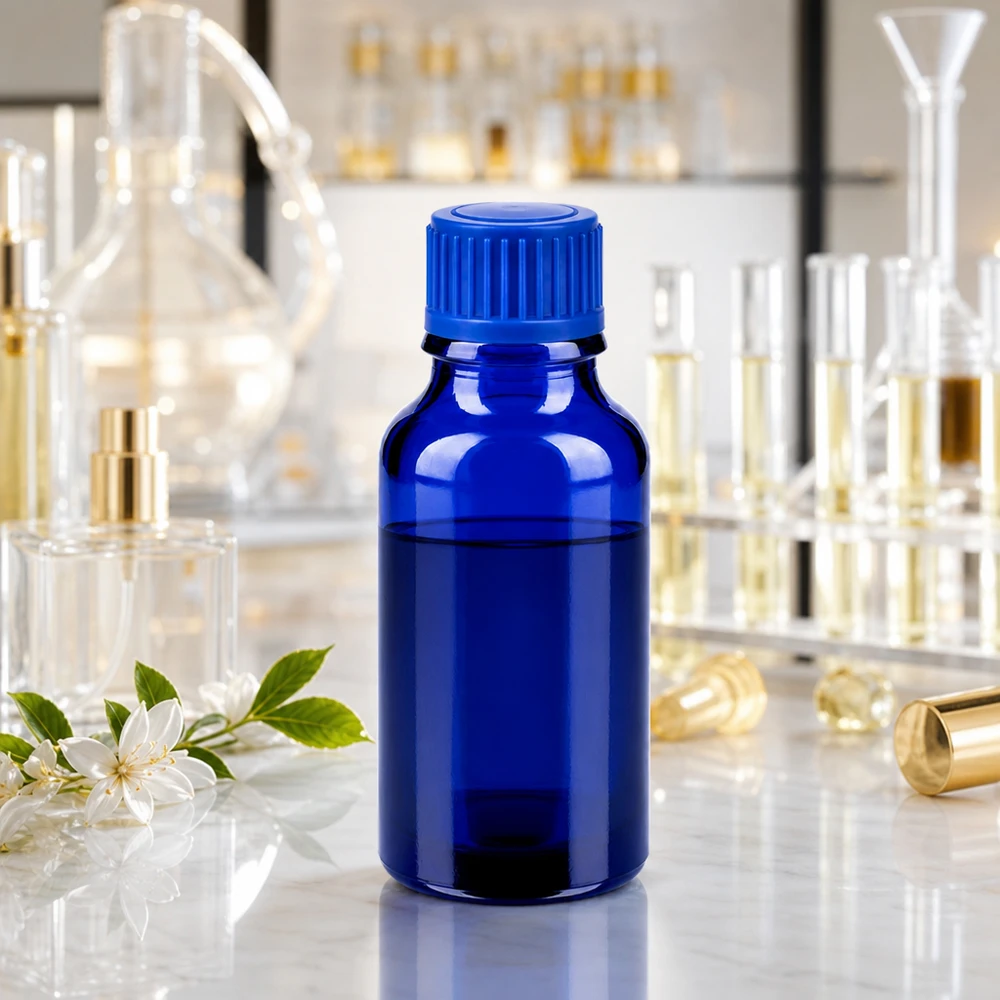 Frasco de vidrio profesional de 20 ml de la serie BlueLine para aplicaciones de laboratorio y sustancias químicas
