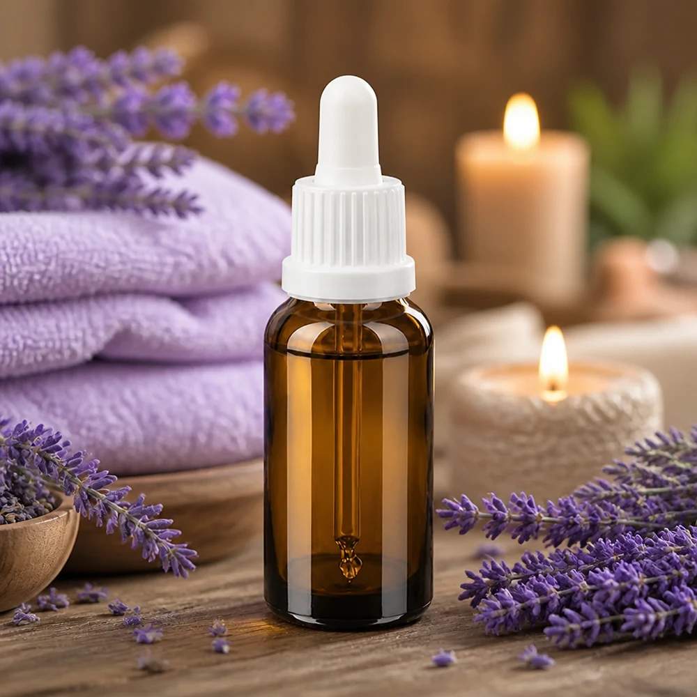 Frasco de pipeta de 20 ml de alta calidad fabricado en vidrio ámbar con protección UV y tapón blanco para aplicaciones de laboratorio