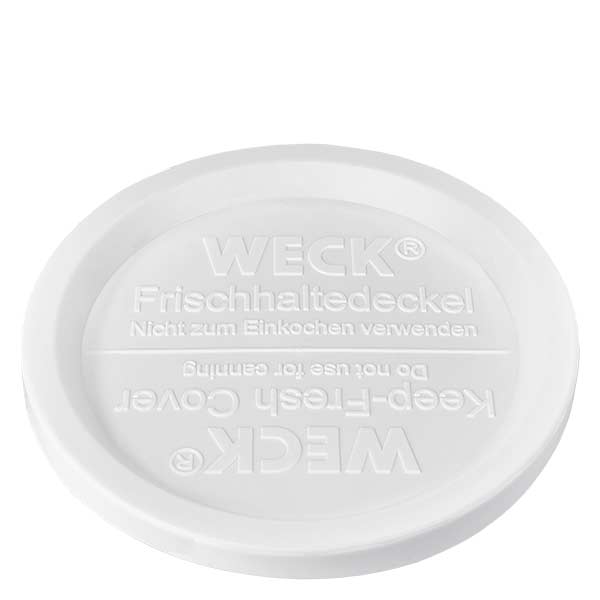 Tarro gourmet de 300ml con frisado. WECK RR120 Tapa blanca WECK keep-fresh para tarro gourmet RR120 300ml Tapa de repuesto Primer plano desde arriba