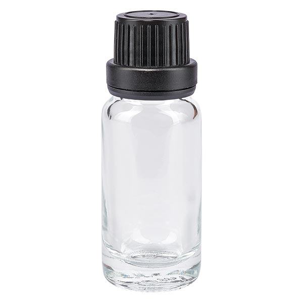 Botella de farmacia transparente 10ml tapón cuentagotas anillo vertedor 2mm tapón inviolable negro Botella de farmacia transparente 10ml tapón cuentagotas anillo vertedor 2mm tapón inviolable negro