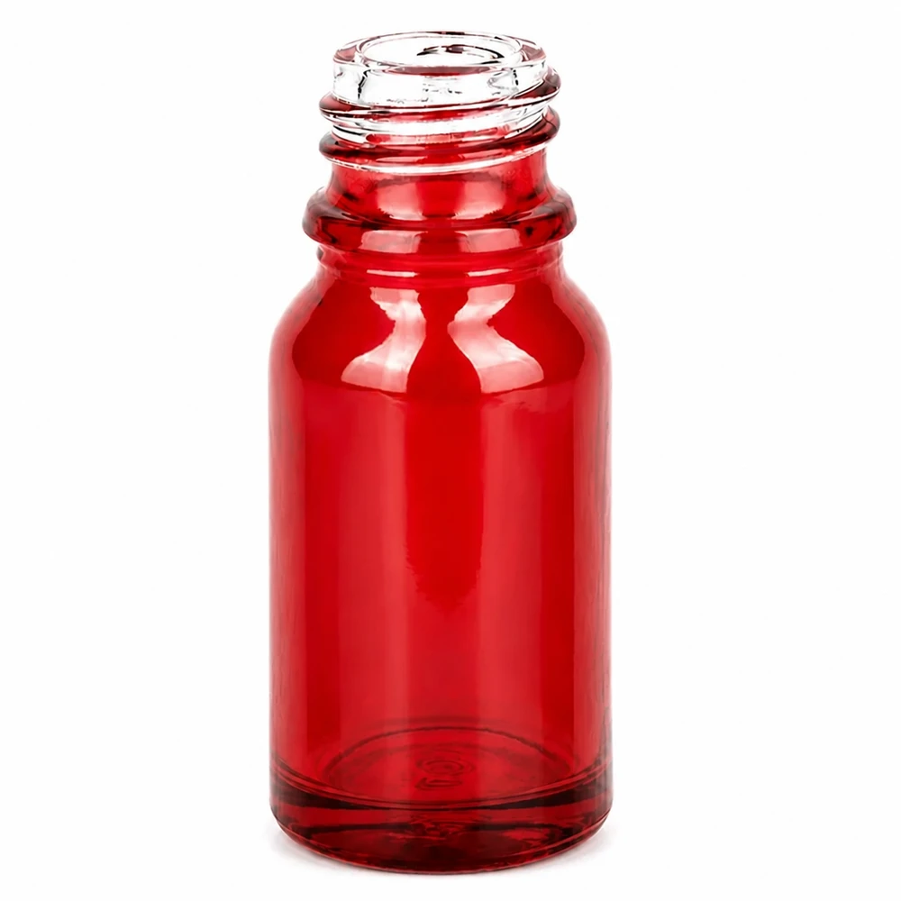 Frasco de farmacia rojo de 10 ml de vidrio con rosca UNiTWIST UT18/10 para aplicaciones médicas