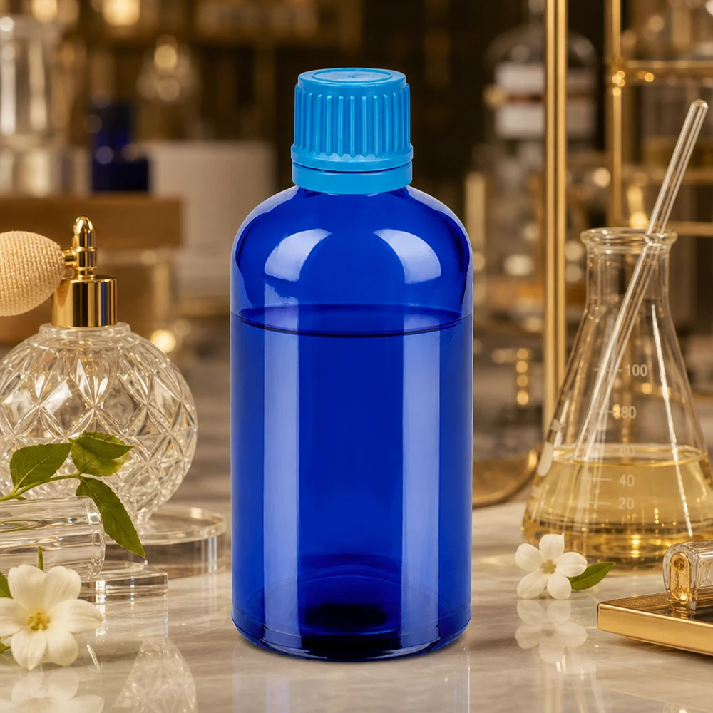 Frasco profesional de vidrio BlueLine de 100 ml con rosca UT18 para laboratorios y farmacias