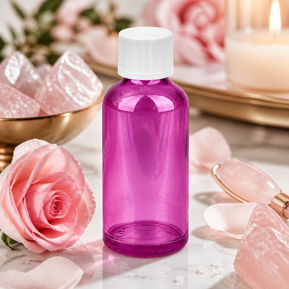 Frasco cuentagotas de 50 ml 1,2 mm blanco estándar a prueba de niños PurpleLine.UT18/50 Frasco cuentagotas compacto de 50 ml en un elegante diseño morado con tapón a prueba de niños para uso doméstico