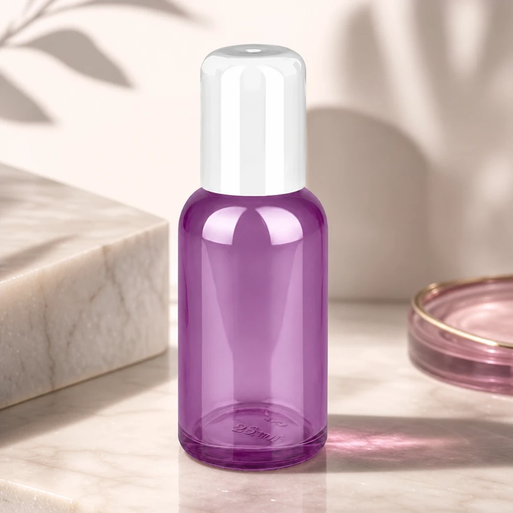 Frasco glóbulo 30ml blanco estándar PurpleLine UT18/30 Frasco roll-on de vidrio de alta calidad de 30 ml en color morado con práctico tapón roll-on