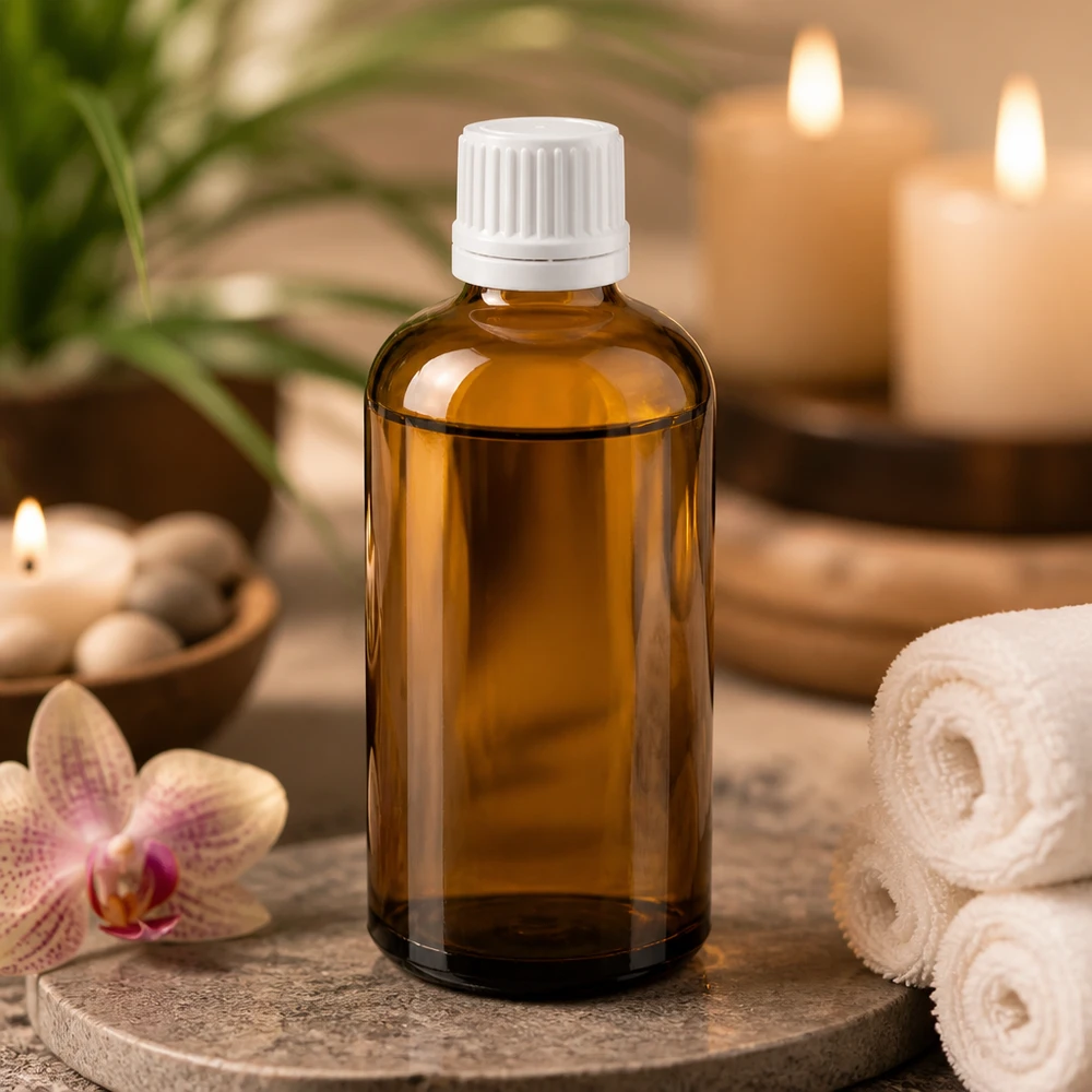 Frasco cuentagotas de 100 ml 0,7 mm blanco cierre inviolable BrownLine UT18/100 Frasco de vidrio BrownLine de 100 ml con tapón cuentagotas de precisión para cosmética y bienestar