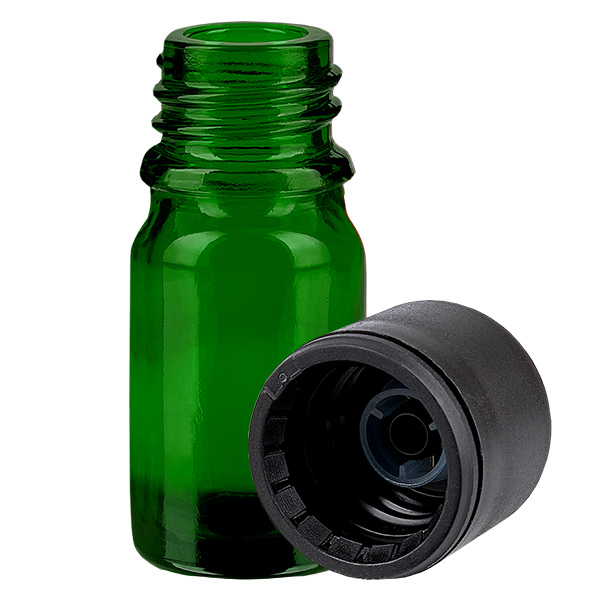 Botella 5ml 6mm tapón rosca negro estándar GreenLine UT18/5 Botella 5ml 6mm tapón rosca negro estándar GreenLine UT18/5