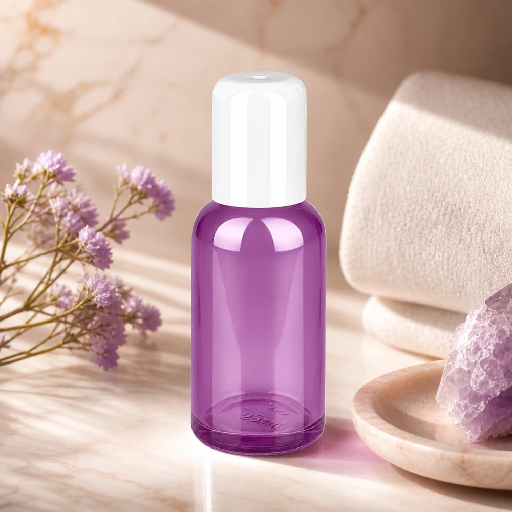 Frasco glóbulo 30ml blanco estándar PurpleLine UT18/30 Frasco roll-on de vidrio de alta calidad de 30 ml en color violeta con práctico sistema roll-ball para facilitar la dosificación