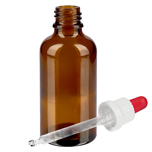 Frasco pipeta 50ml blanco/rojo cierre inviolable BrownLine UT18/50