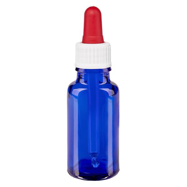 Botella de farmacia azul 20ml pipeta blanco/rojo estándar Botella de farmacia azul 20ml pipeta blanco/rojo estándar