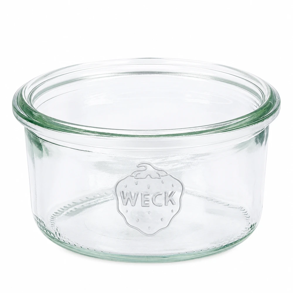 Tarro de cristal de 165 ml WECK RR80 Tarro RR80 WECK de 165 ml de vidrio transparente con logotipo en relieve para conservar y almacenar