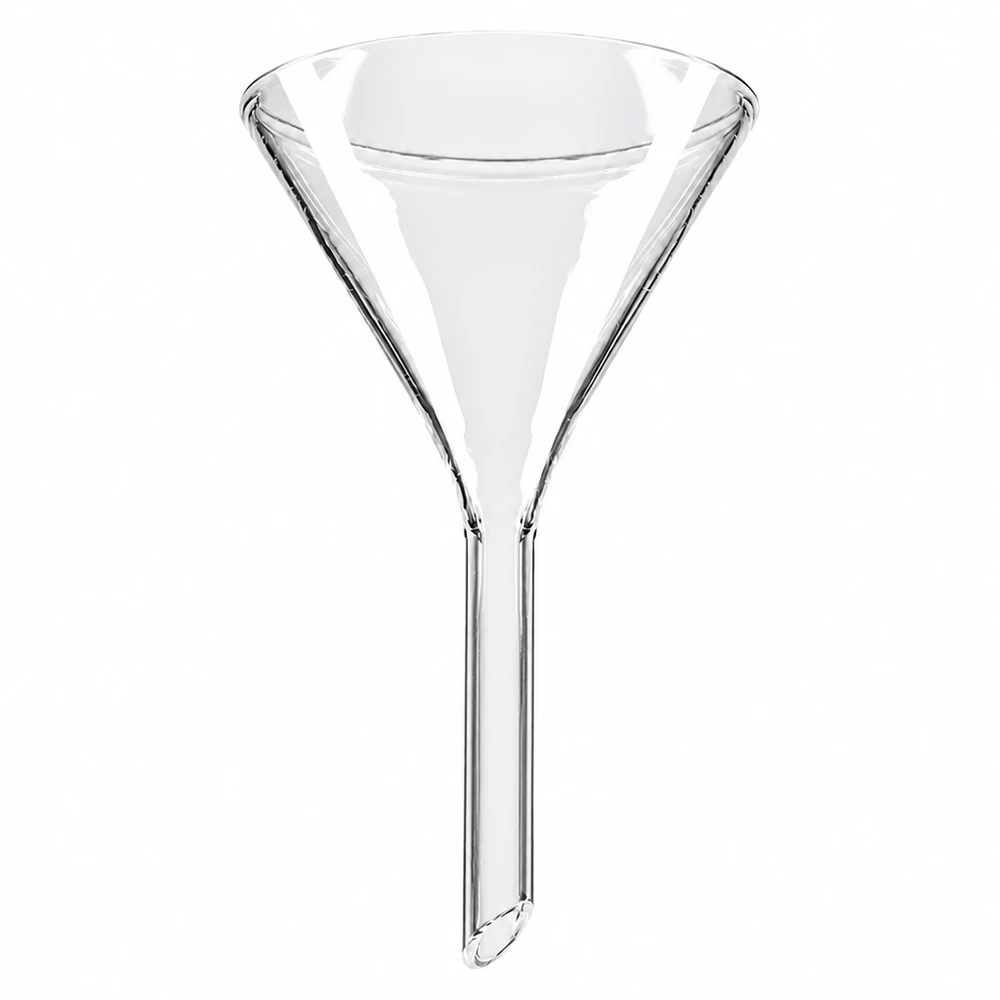 Embudo de vidrio borosilicato de 55 mm de diámetro con ángulo de 60 grados para uso en laboratorio