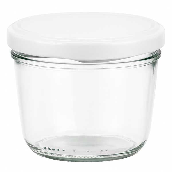 Vasos de 230ml con tapa BasicSeal blanco UNiTWIST Tarro de cristal de 230 ml con tapa blanca BasicSeal - tarro de cristal para mermeladas y conservas