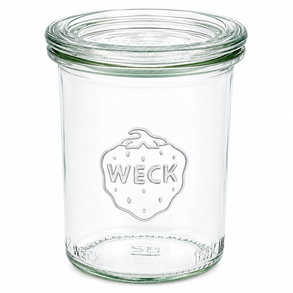 Tarro de cristal de 160 ml con tapa de cristal WECK RR60 Vaso WECK RR60 de 160 ml con tapa de cristal, transparente, tarro para conservas y mermeladas