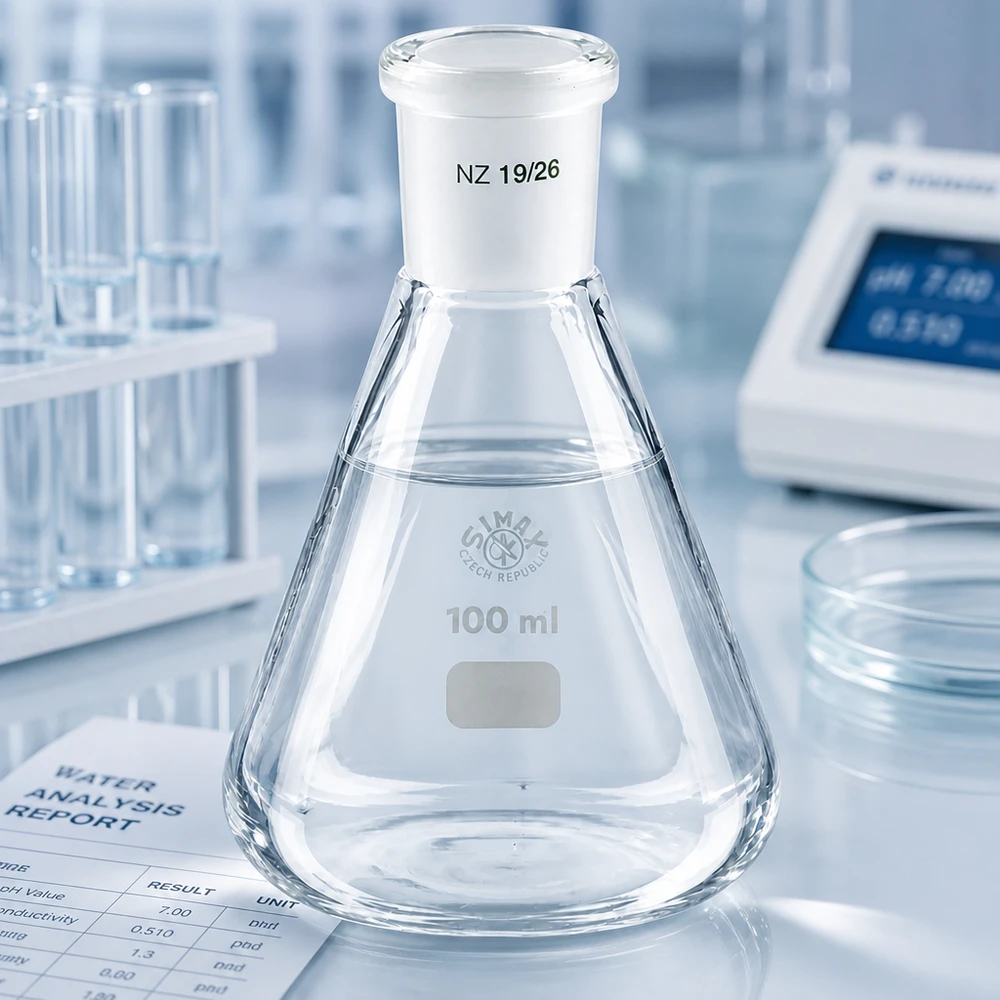 Matraz Erlenmeyer 100ml con junta esmerilada estándar (19/26) Matraz Erlenmeyer 100ml con junta esmerilada estándar (19/26)