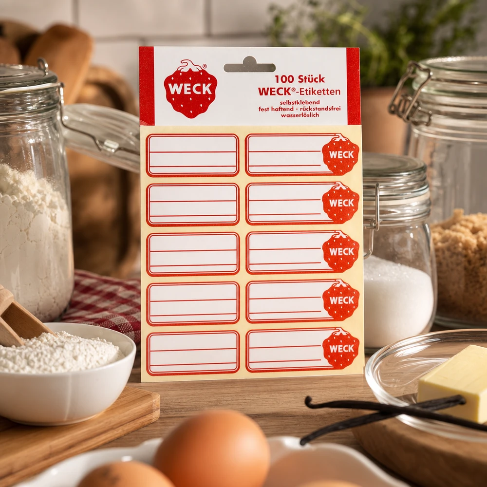 Etiquetas WECK de 19 x 13 mm (paquete(s) de 100 unidades) WECK etiquetas pack de 100 rojo pegatinas en la cocina con tarros de almacenamiento huevos mantequilla cereales ingredientes para hornear