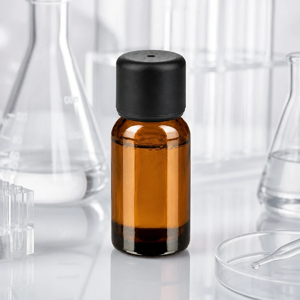 Botella 10ml tapón rosca 6mm negro estándar BrownLine UT18/10 Frasco compacto de vidrio ámbar de 10 ml con abertura de 6 mm para una dosificación precisa de los principios activos