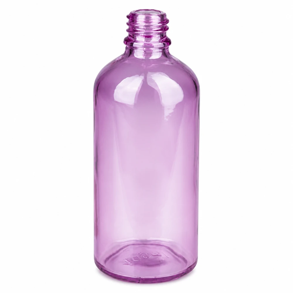 Frasco cuentagotas de 100 ml blanco/transparente Standard PurpleLine UT18/100 Botella de vidrio vacía de 100 ml de color morado transparente para cosméticos y aceites esenciales de bricolaje