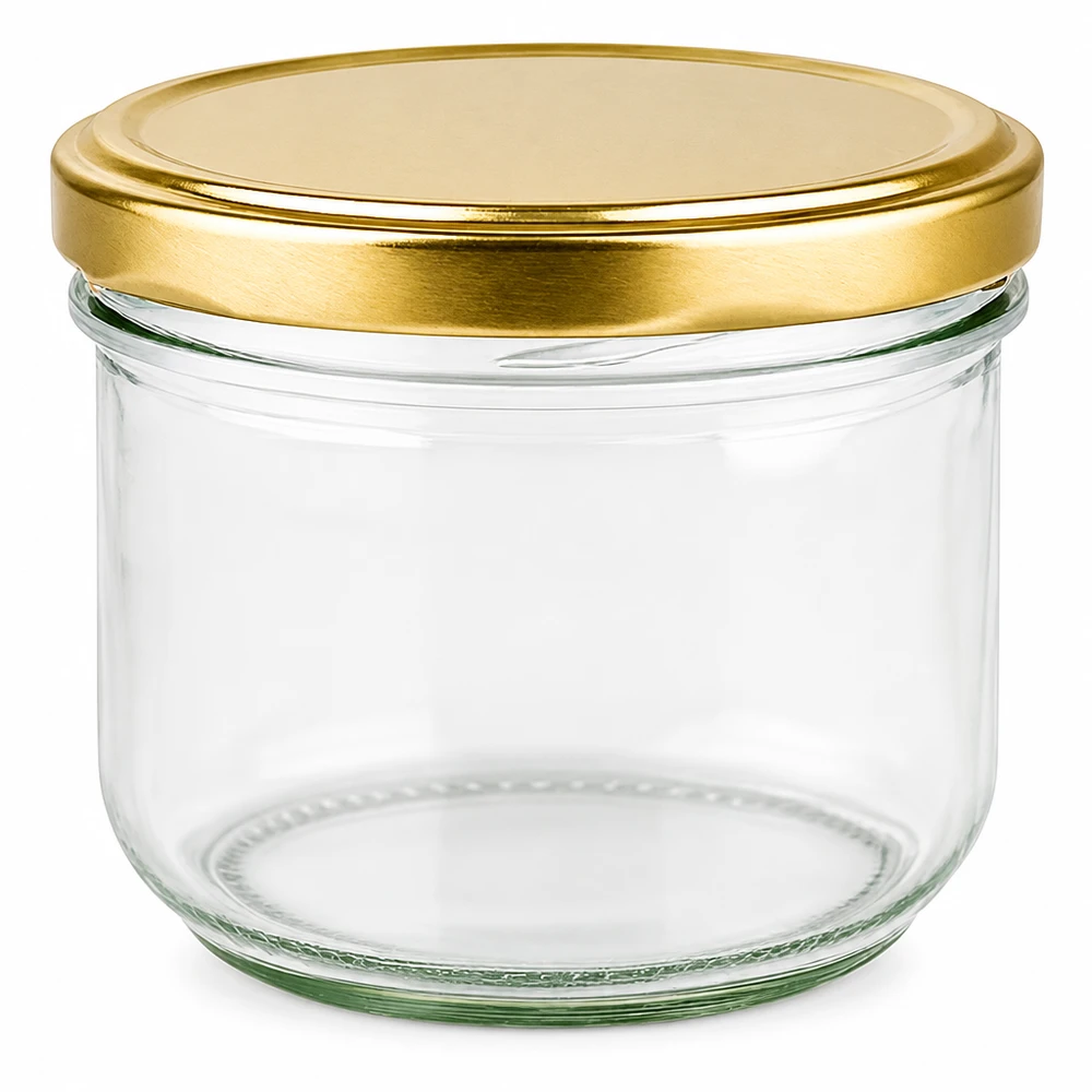 Vasos vacíos de 260 ml con tapa dorada BasicSeal Sistema UNiTWIST para mermeladas y conservas
