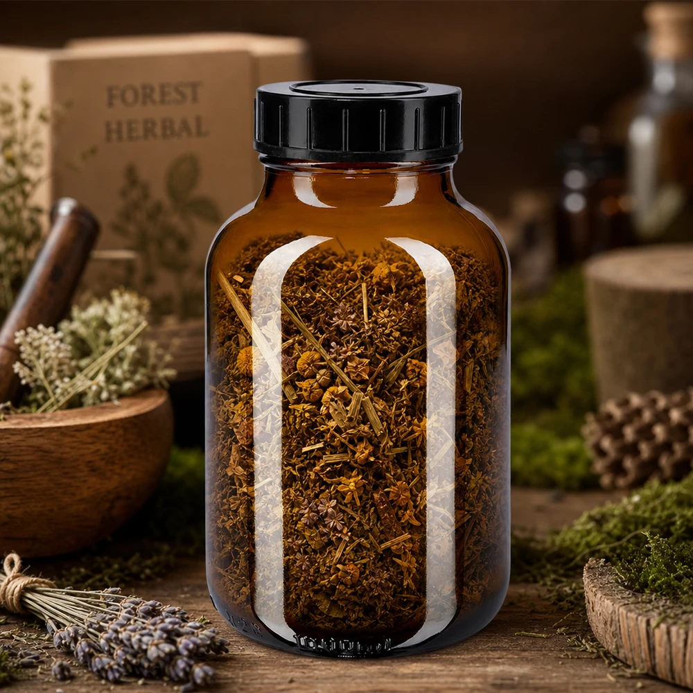 1000ml botella de cuello ancho de vidrio ámbar con tapón de rosca Frasco boticario grande de 1000 ml de vidrio ámbar con protección UV y tapón de rosca hermético