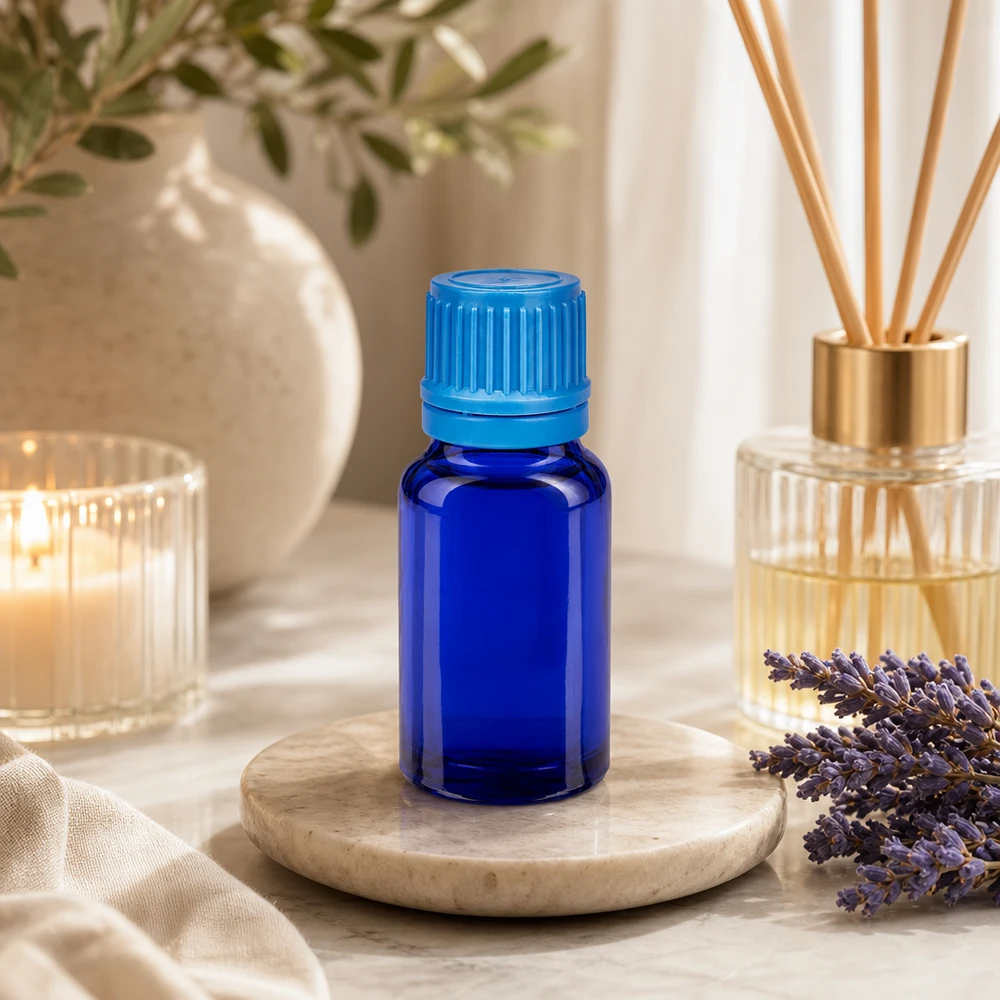 Frasco de vidrio BlueLine de 10 ml de alta calidad con protección UV para una calidad duradera del producto