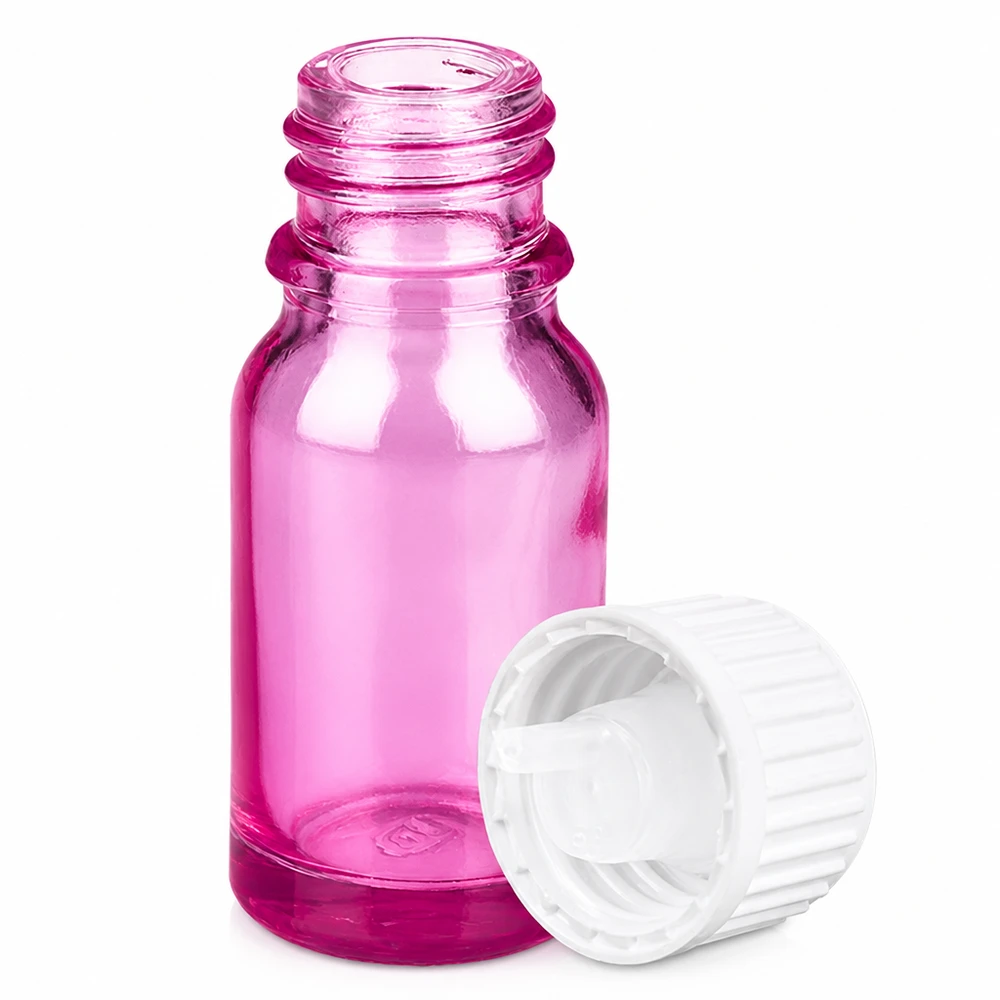 Frasco cuentagotas de 10ml 0,9mm blanco estándar PurpleLine. UT18/10 Frasco de cristal morado de 10 ml con cuentagotas de 0,9 mm y tapón blanco para aceites esenciales