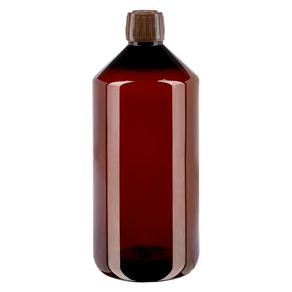 Botella PET 1000ml con tapón marrón a prueba de manipulaciones Botella PET 1000ml con tapón marrón a prueba de manipulaciones
