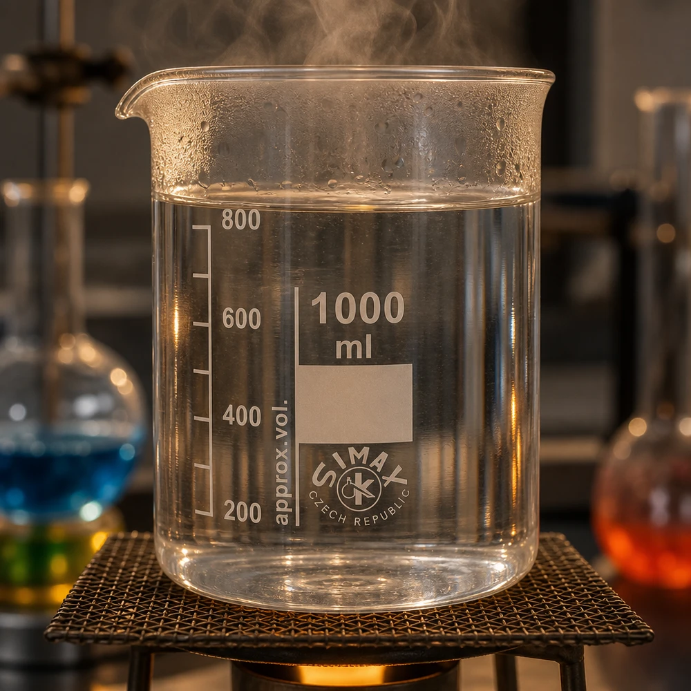 Vaso de precipitados transparente de 1000 ml con molde bajo de vidrio de borosilicato para uso seguro en laboratorio