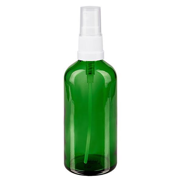 Botella de farmacia verde 100ml atomizador nasal blanco Botella de farmacia verde 100ml atomizador nasal blanco