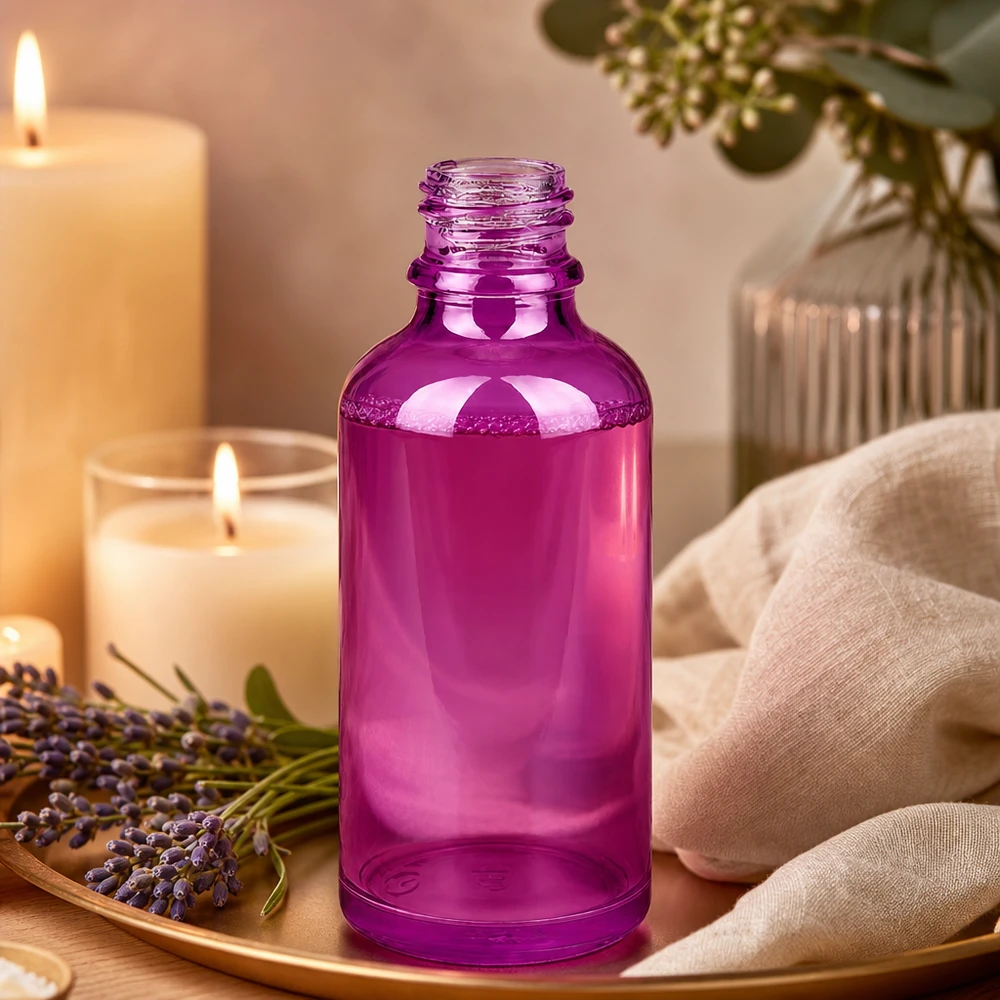 Frasco de farmacia de 50 ml PurpleLine UT18/50 UNiTWIST Frasco de farmacia compacto de 50 ml PurpleLine UT18/50 UNiTWIST en color violeta brillante para un llenado preciso