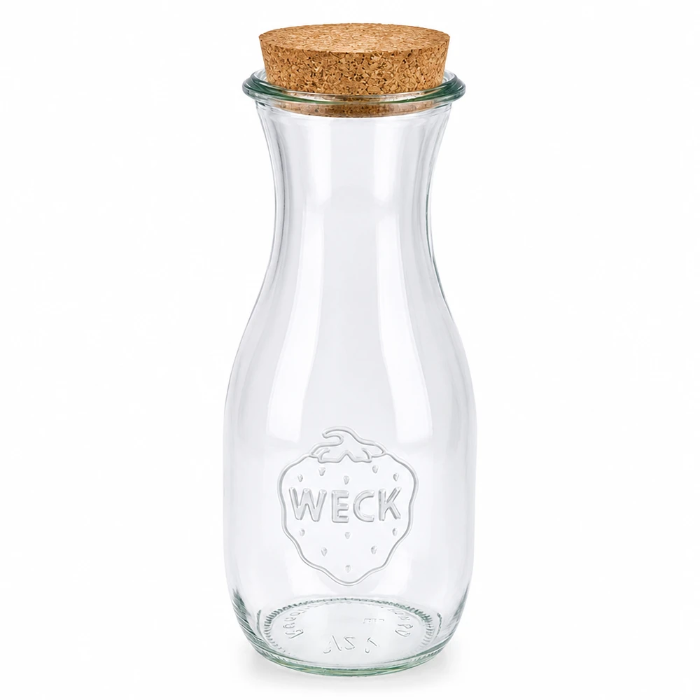 530ml botella de jugo WECK RR60 con corcho natural WECK botella de zumo 530ml de vidrio con cierre de corcho natural RR60 transparente tarro de conserva vacío tarro de almacenaje