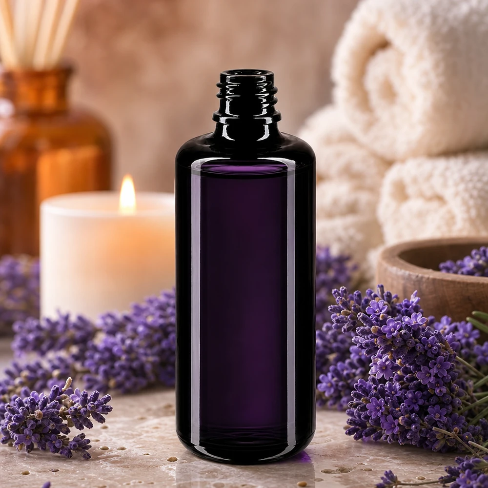 Frasco cuentagotas de vidrio violeta Miron de 100 ml Orion en violeta intenso para la protección de sustancias fotosensibles