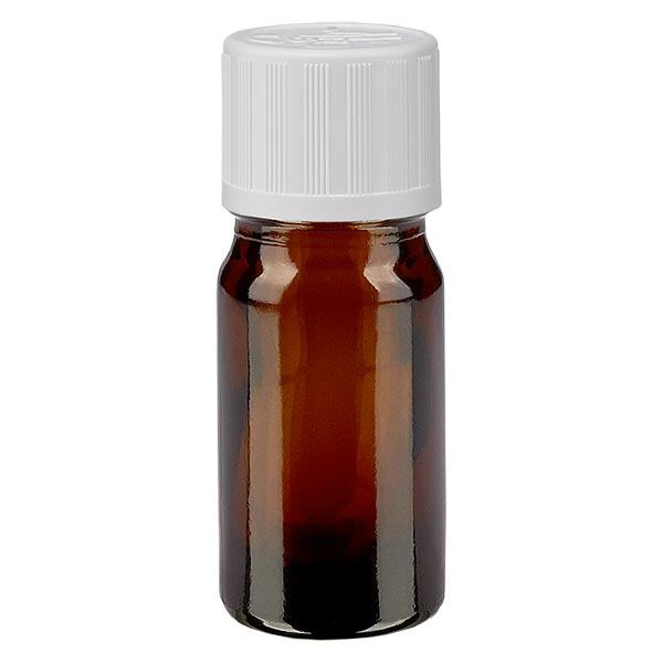 Botella de farmacia marrón 5ml tapón de rosca blanco estándar a prueba de niños Botella de farmacia marrón 5ml tapón de rosca blanco estándar a prueba de niños