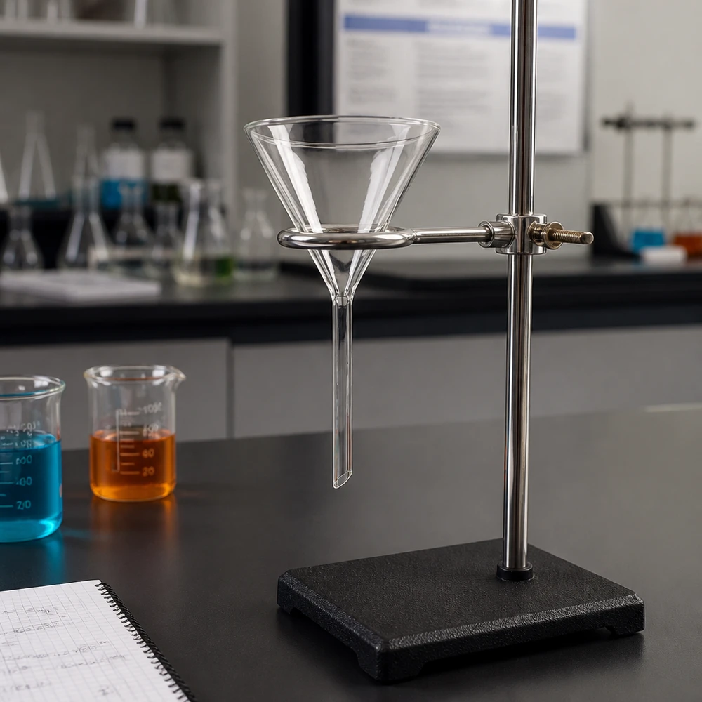 Embudo de cal sodada Ø 80 mm, ángulo de 60°, corto Embudo de laboratorio de precisión de 80 mm de diámetro, fabricado en vidrio sodocálcico resistente a los productos químicos, para un uso seguro