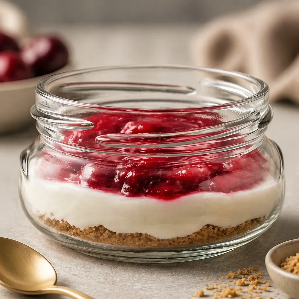 Tarro para terrina de 120ml sin tapa (TO70) UNiTWIST UNiTWIST Terrina120 vaso de terrina 120ml relleno de postre - capa de frutos rojos sobre base de crema blanca y galleta
