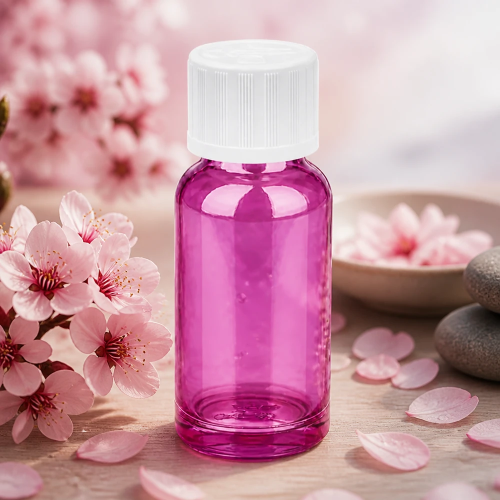 Frasco gotero compacto de 20 ml en rosa con tapón STD KiSi para aplicaciones de aromaterapia