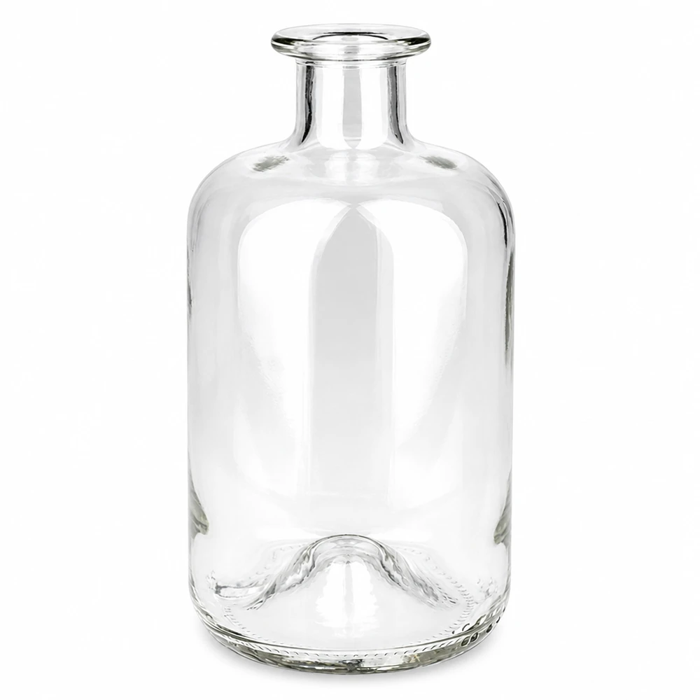 Botella de cristal Luna transparente de 500 ml sin tapón Botella farmacéutica UNiTWIST redonda con cuello estrecho
