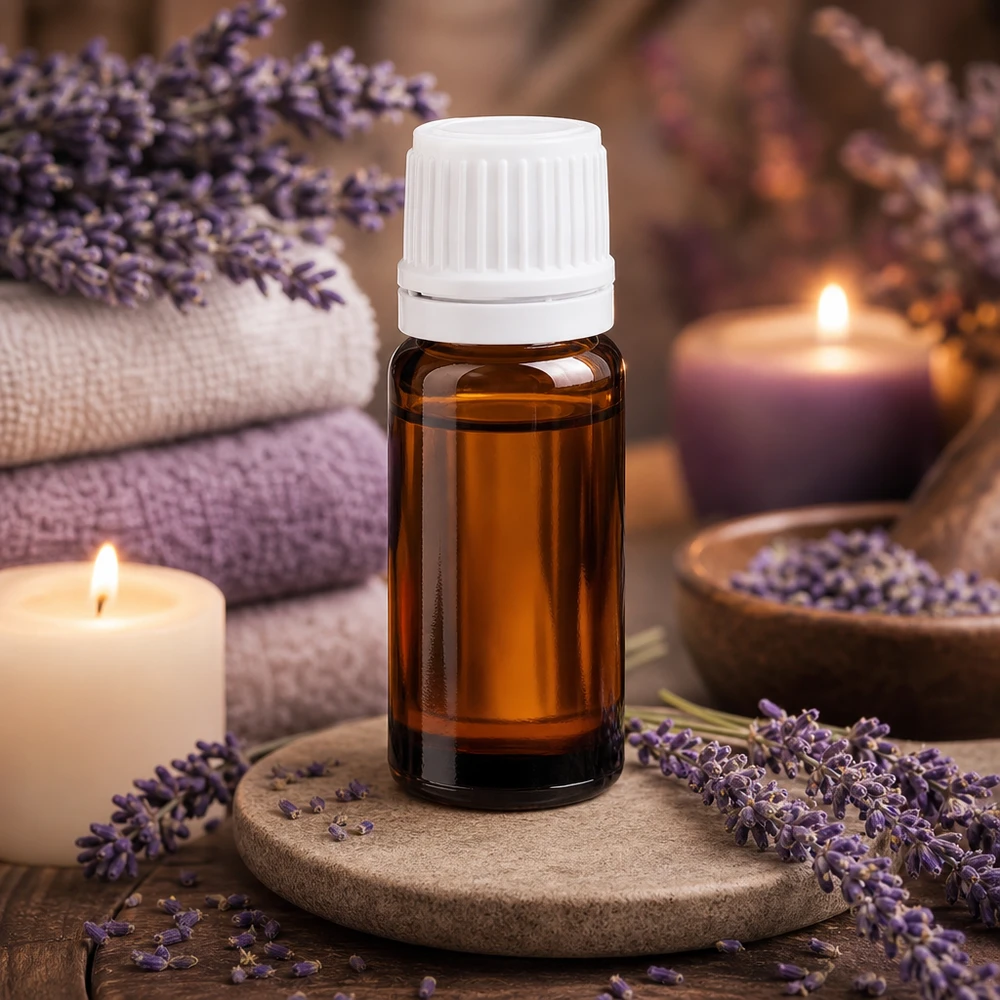 Frasco para aromaterapia de 10 ml, de cristal marrón con protección UV y tapón blanco a prueba de niños