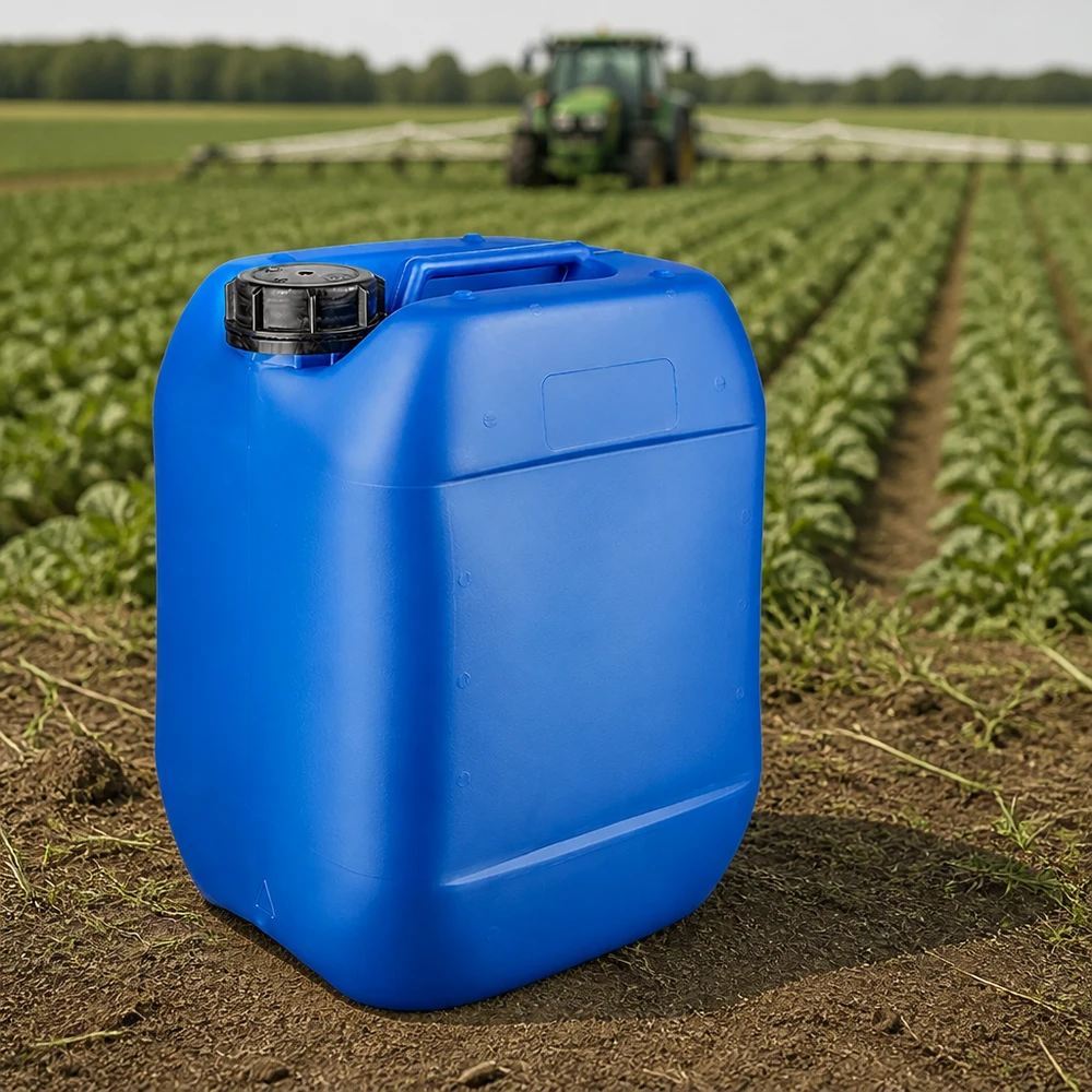 Bidón 10 litros azul con tapón de rosca Cierre a prueba de manipulaciones Bidón apilable de 10 litros, de color azul, con tapón de rosca OV, para uso agrícola