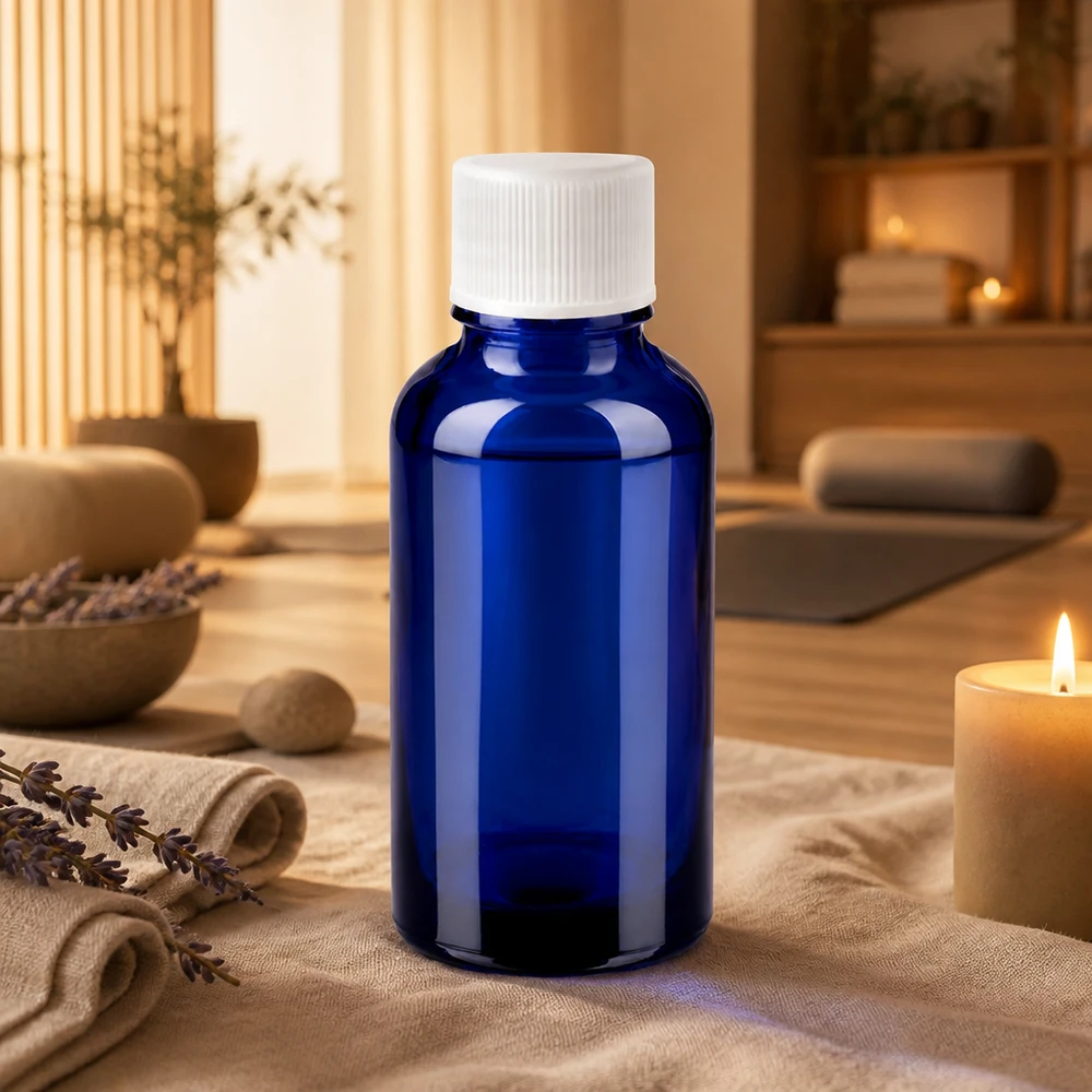 Botella 30ml 11mm tapón rosca blanco Estándar BlueLine UT18/30 Frasco de vidrio de 30 ml de alta calidad con protección UV de vidrio azul para sustancias sensibles a la luz