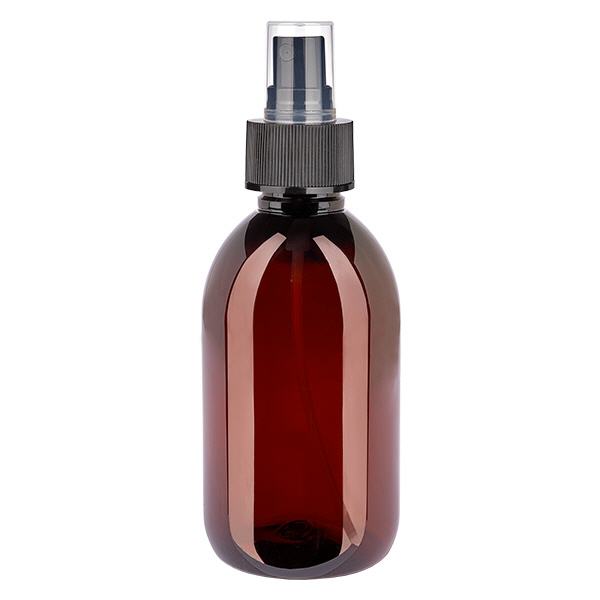 Botella PET 250ml con atomizador negro Botella PET 250ml con atomizador negro