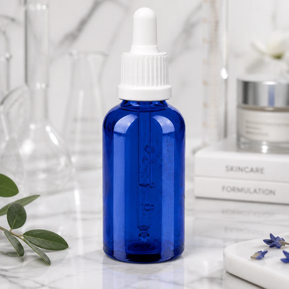 Frasco pipeta compacto de 50 ml en azul OV BlueLine UT18/50 ideal para sueros y aplicaciones por goteo