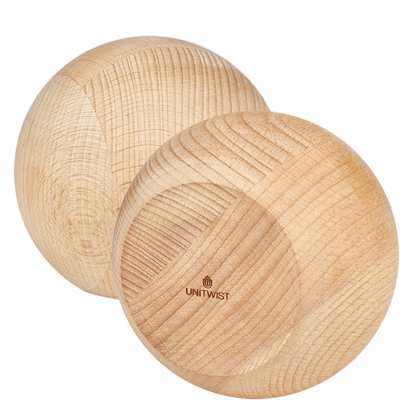 Vaso cilíndrico de 1590ml WECK RR100 con bola de madera de haya Tapón esférico de madera de haya para tarro WECK 1590ml RR100 - Detalle de las vetas y el acabado de la madera natural