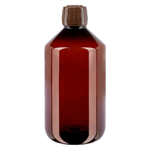 Botella PET 500ml con tapón marrón a prueba de manipulaciones Botella PET 500ml con tapón marrón a prueba de manipulaciones