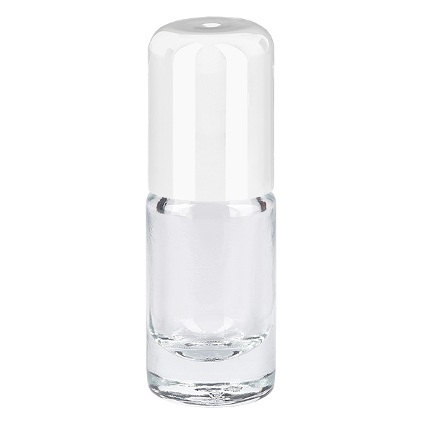 Botella de farmacia transparente 5ml tapón roll-on blanco Botella de farmacia transparente 5ml tapón roll-on blanco